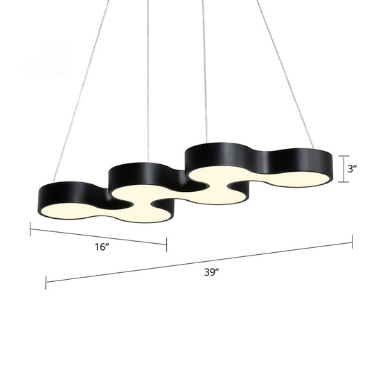 Modern Led Ceiling Light - Sleek Metal Office Chandelier Fixture Black / Natural