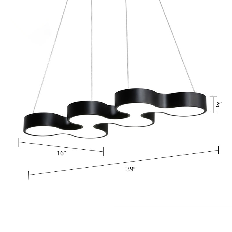 Modern Led Ceiling Light - Sleek Metal Office Chandelier Fixture Black / White