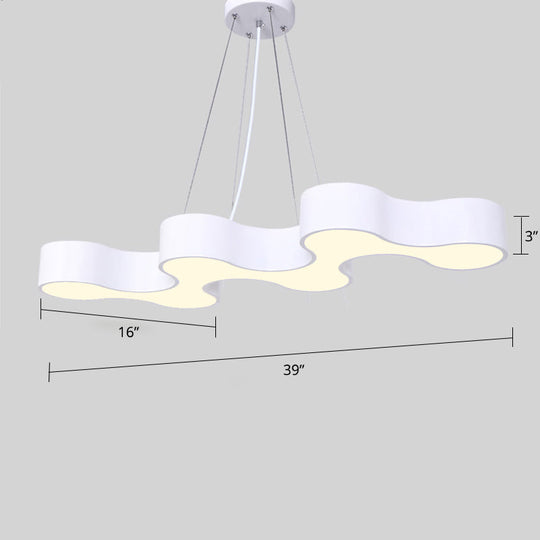Modern Led Ceiling Light - Sleek Metal Office Chandelier Fixture White / Natural
