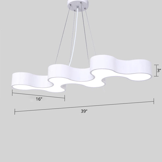 Modern Led Ceiling Light - Sleek Metal Office Chandelier Fixture White /
