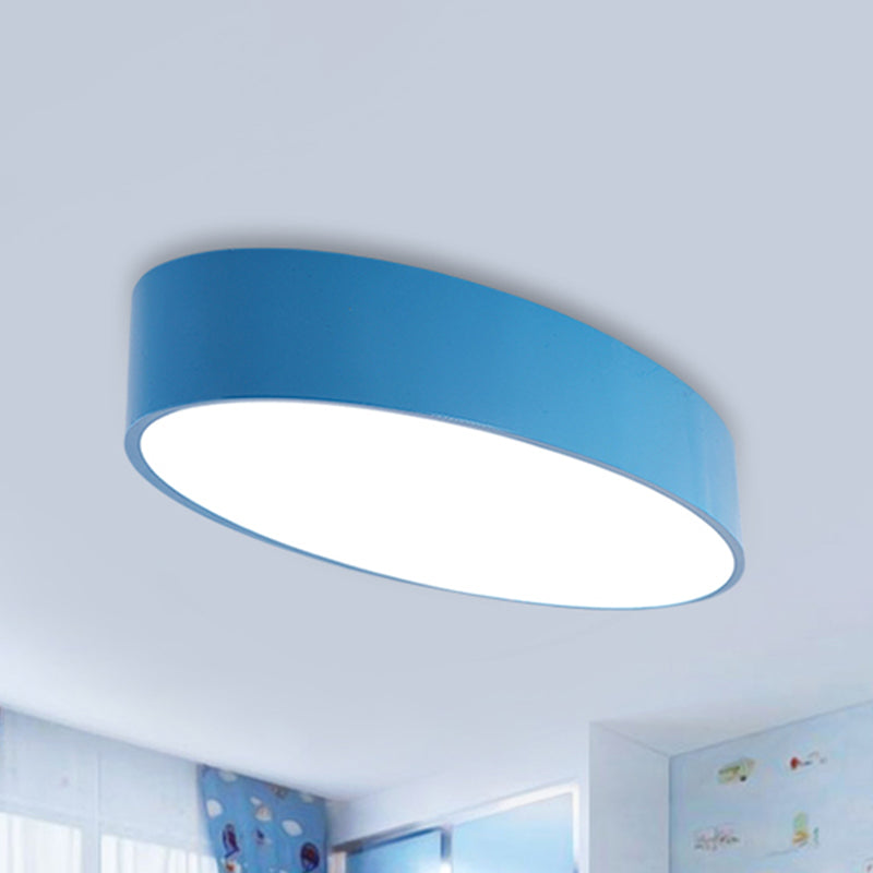 Modern Oval Acrylic LED Flush Mount Ceiling Light - Simple Style Lamp for Kids' Bedrooms, Multiple Colors and Sizes