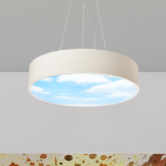 Bright Round Led Pendant Lamp With Colorful Acrylic Sky Design For Kindergarten