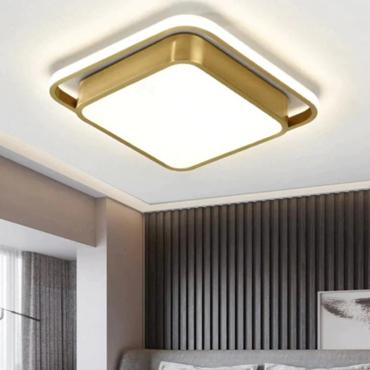 Copper Living Room Lamp Square LED Ceiling Lamp