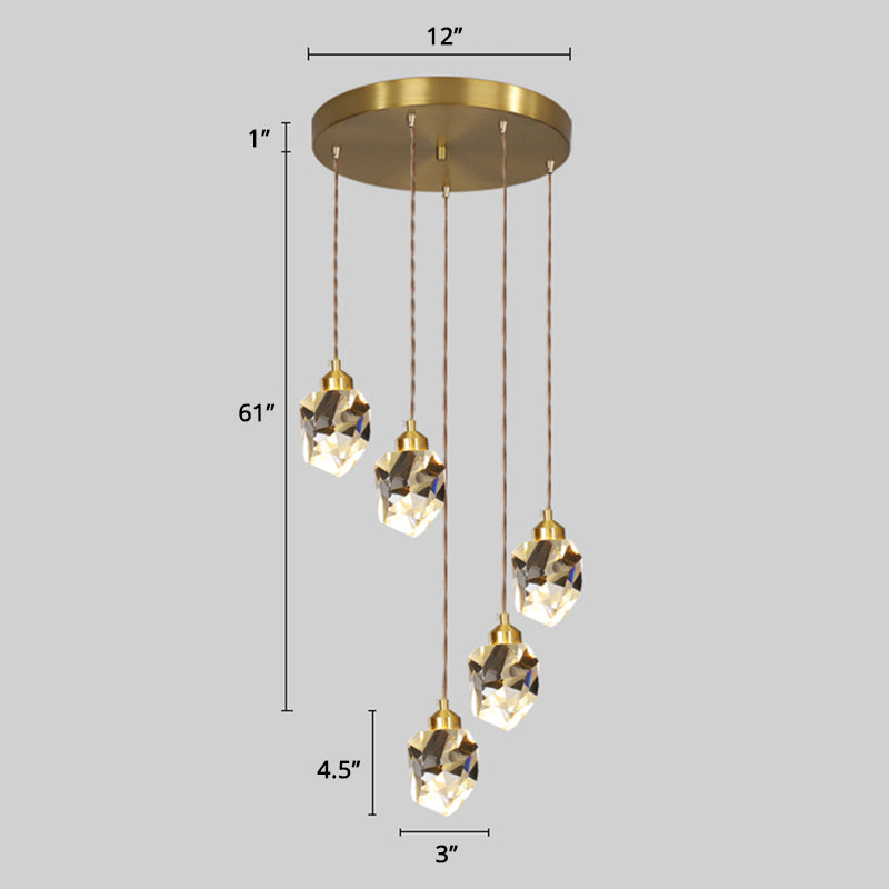 Minimalist Gold Spiral Pendant Light For Living Room Metal Suspension Lamp 5 / Diamond