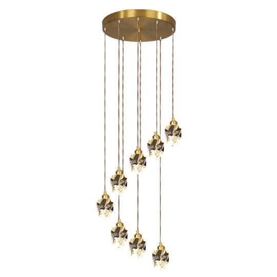 Minimalist Gold Spiral Pendant Light For Living Room Metal Suspension Lamp