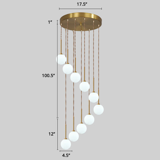 Minimalist Gold Spiral Pendant Light For Living Room Metal Suspension Lamp 10 / Globe
