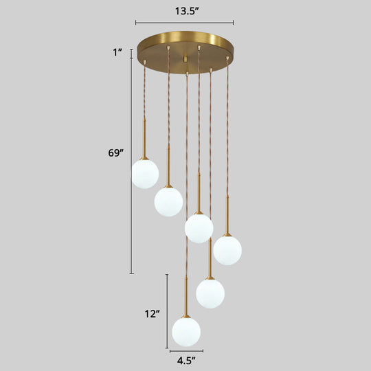 Minimalist Gold Spiral Pendant Light For Living Room Metal Suspension Lamp 6 / Globe