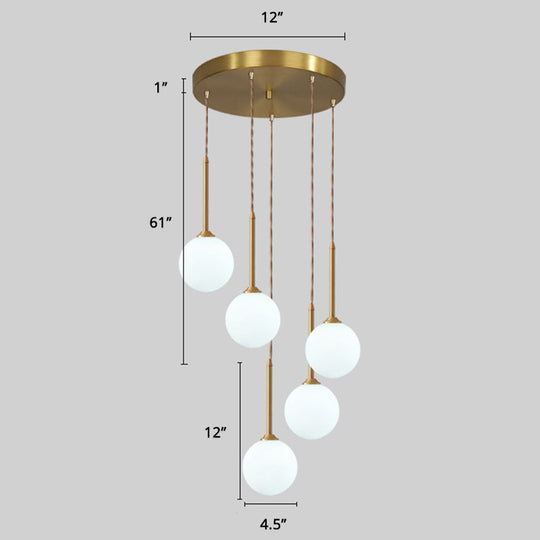 Minimalist Gold Spiral Pendant Light For Living Room Metal Suspension Lamp 5 / Globe