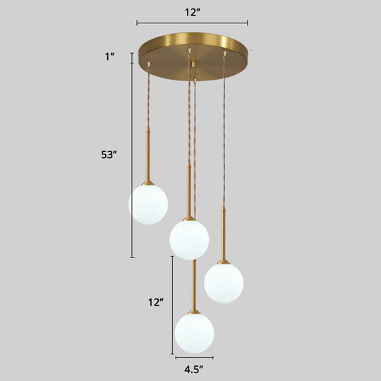 Minimalist Gold Spiral Pendant Light For Living Room Metal Suspension Lamp 4 / Globe