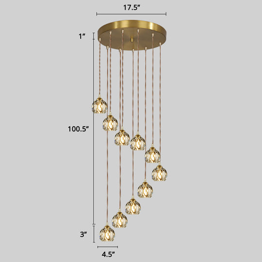 Minimalist Gold Spiral Pendant Light For Living Room Metal Suspension Lamp 10 / Rhombus