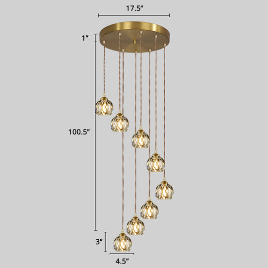 Minimalist Gold Spiral Pendant Light For Living Room Metal Suspension Lamp 8 / Rhombus