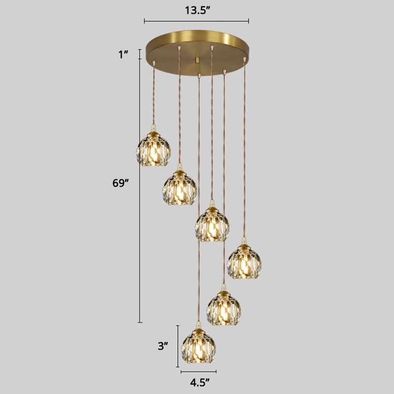 Minimalist Gold Spiral Pendant Light For Living Room Metal Suspension Lamp 6 / Rhombus