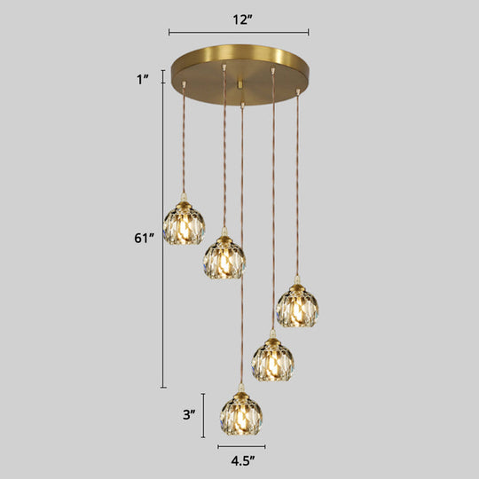 Minimalist Gold Spiral Pendant Light For Living Room Metal Suspension Lamp 5 / Rhombus