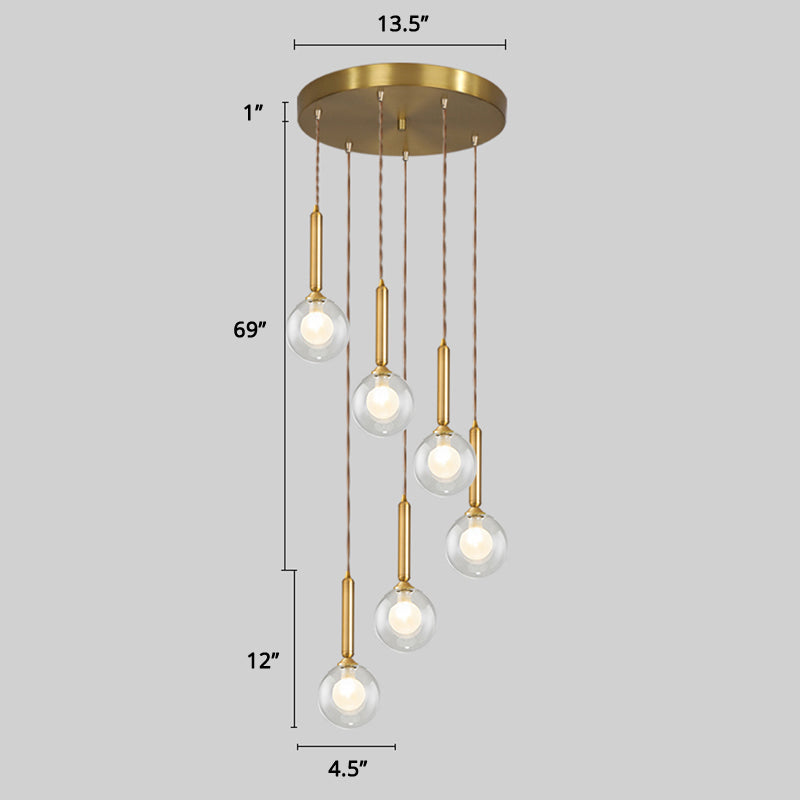 Minimalist Gold Spiral Pendant Light For Living Room Metal Suspension Lamp 6 / Double Glass