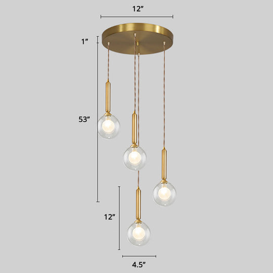 Minimalist Gold Spiral Pendant Light For Living Room Metal Suspension Lamp 4 / Double Glass