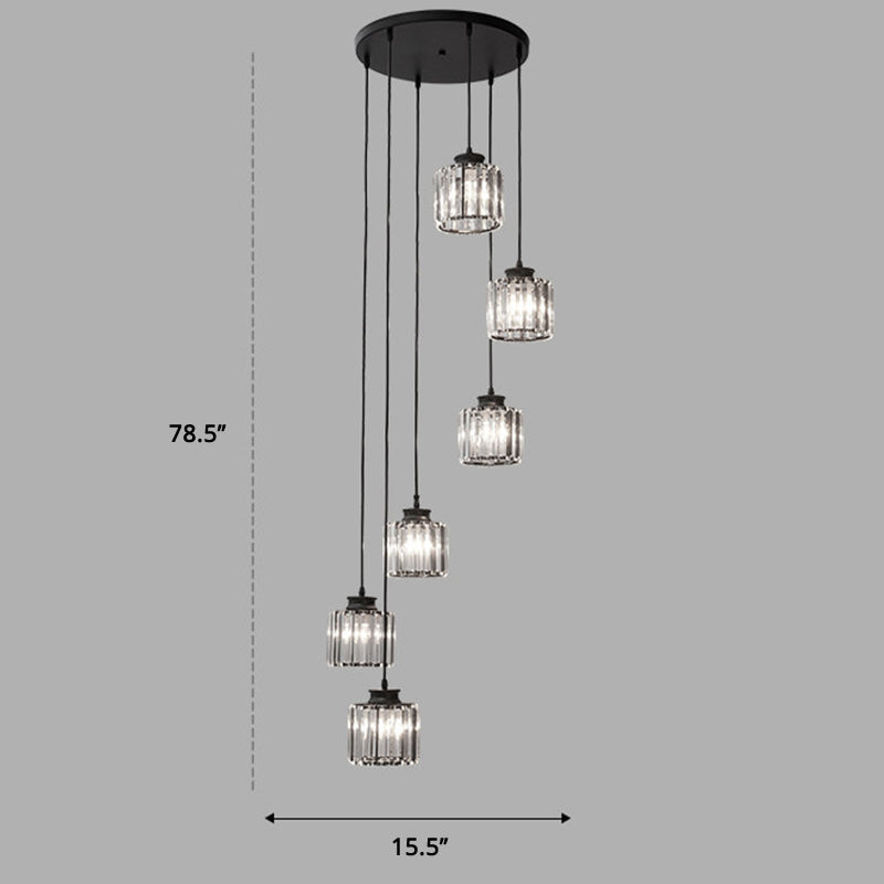Minimalist Multiple Lamp Pendant Ceiling Light with Crystal Shade
