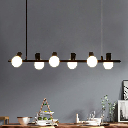 Industrial Iron Ceiling Light: Black Naked Bulb Pendant Spotlight For Dining Room Island
