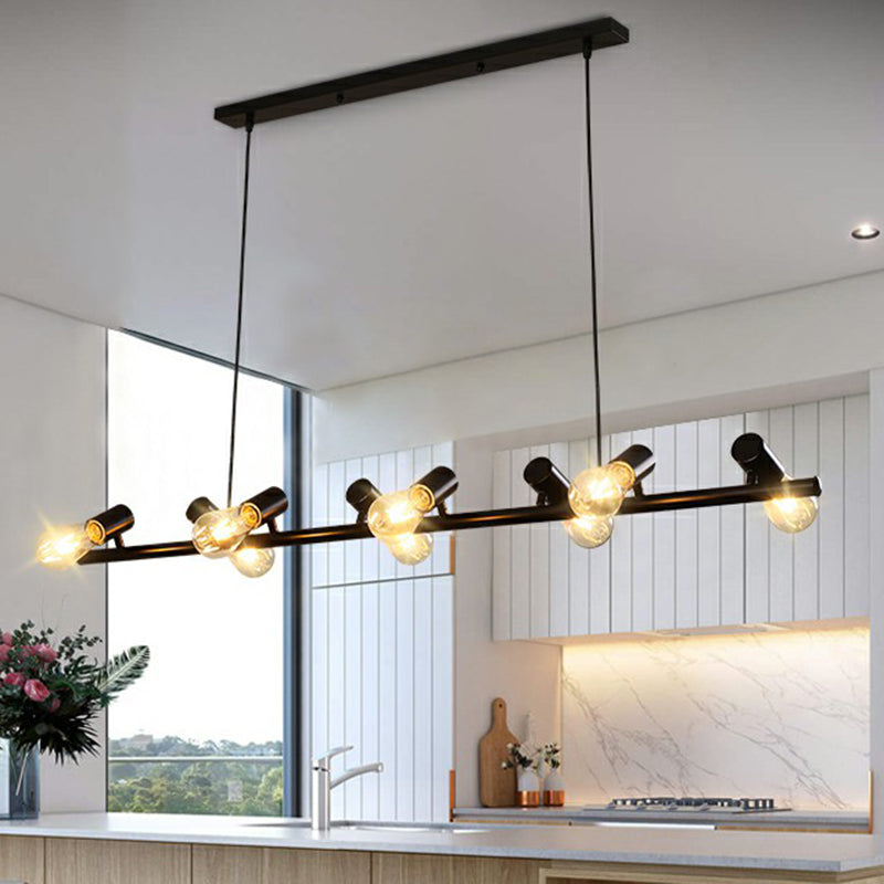 Industrial Iron Ceiling Light: Black Naked Bulb Pendant Spotlight For Dining Room Island