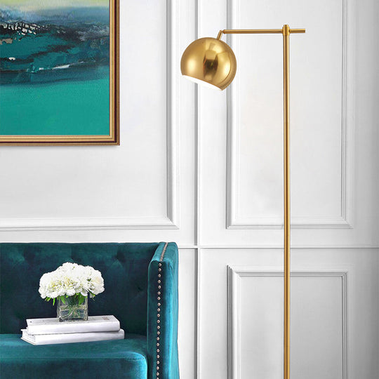 Minimalist Gold Floor Lamp: Dome Metal Standing Light With Adjustable Joint