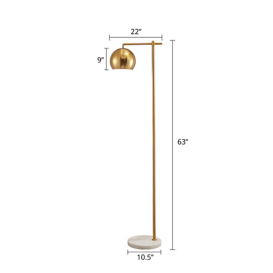 Minimalist Gold Floor Lamp: Dome Metal Standing Light With Adjustable Joint