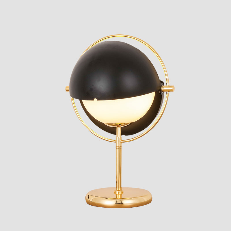 Swivel Globe Table Lamp - Opaline Glass 1-Light Night Light For Bedroom Black
