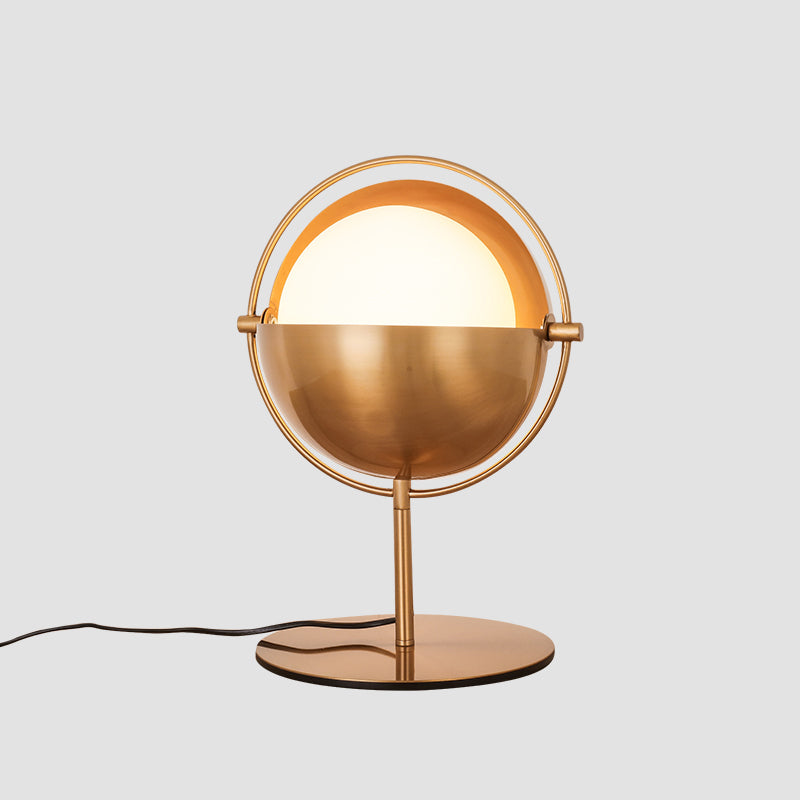 Swivel Globe Table Lamp - Opaline Glass 1-Light Night Light For Bedroom Gold