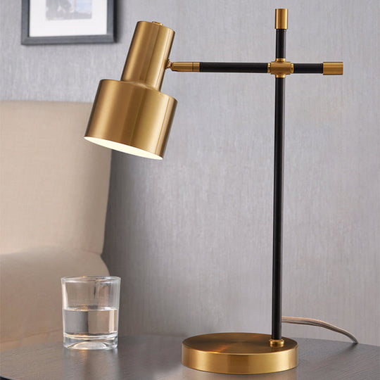 Adjustable Study Desk Lamp: Grenade Table Light In Gold-Black Modern Metal Design