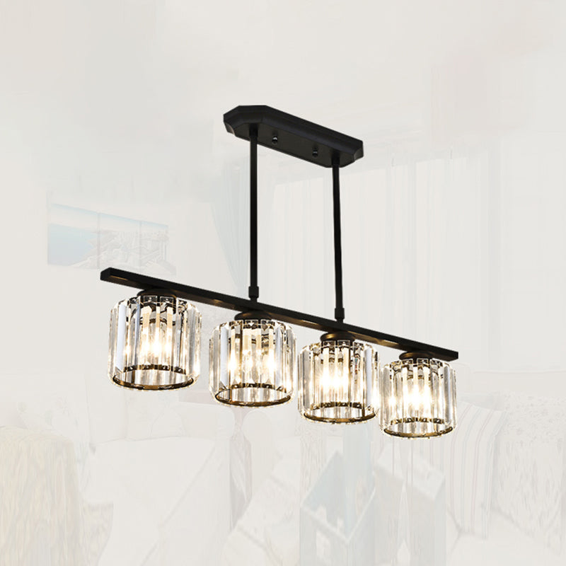 Crystal Shade Ceiling Light For Dining Room Island In Simple Style 4 / Black