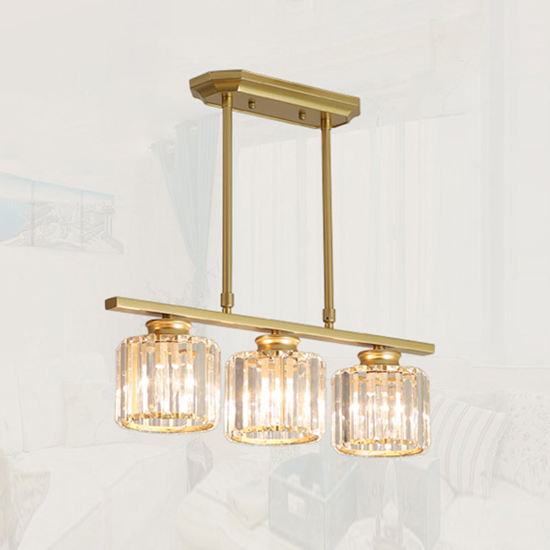 Crystal Shade Ceiling Light For Dining Room Island In Simple Style 3 / Gold