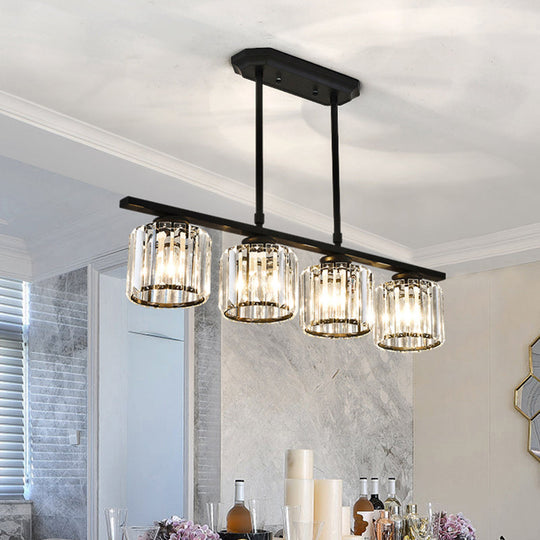Crystal Shade Ceiling Light For Dining Room Island In Simple Style