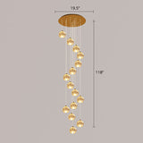 Minimalist Golden Crystal Ball Pendant Light For Stairs - Faceted Cut Ceiling Lamp Cluster 15 / Gold