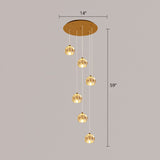 Minimalist Golden Crystal Ball Pendant Light For Stairs - Faceted Cut Ceiling Lamp Cluster 6 / Gold