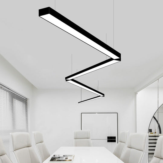 Modern Linear LED Chandelier for Conference Rooms - Acrylic Pendant Light Fixture