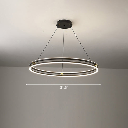 Minimalistic Black and White Circle Chandelier