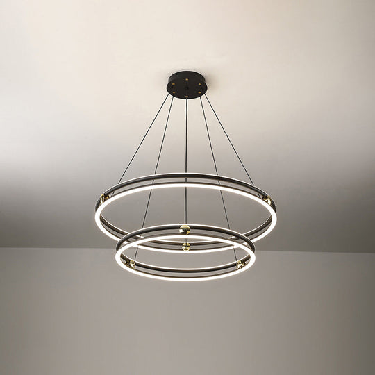 Minimalistic Black and White Circle Chandelier