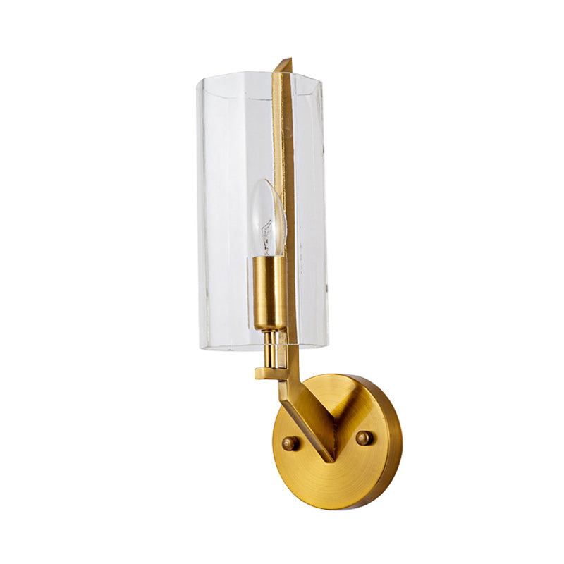 Traditional Gold Glass Wall Sconce Lamp With Clear Tube Bulbs Ideal Bedside Lighting Fixture