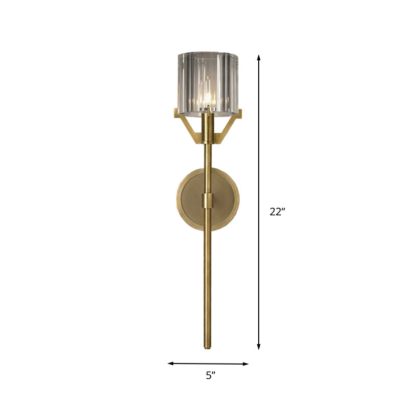 Traditional Gold Arm Sconce Light For Hallway - 1 Head Metal Wall Fixture