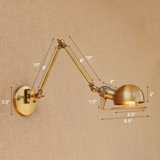 Industrial Style Metal Wall Lamp - Swing Arm Mounted Reading Light Brass / 8+8