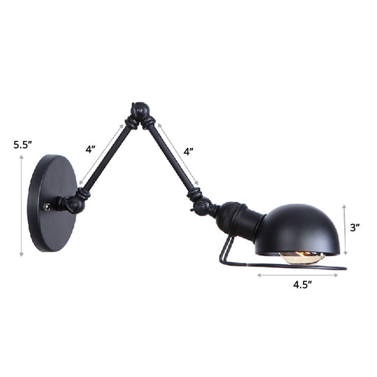 Industrial Style Metal Wall Lamp - Swing Arm Mounted Reading Light Black / 4+4
