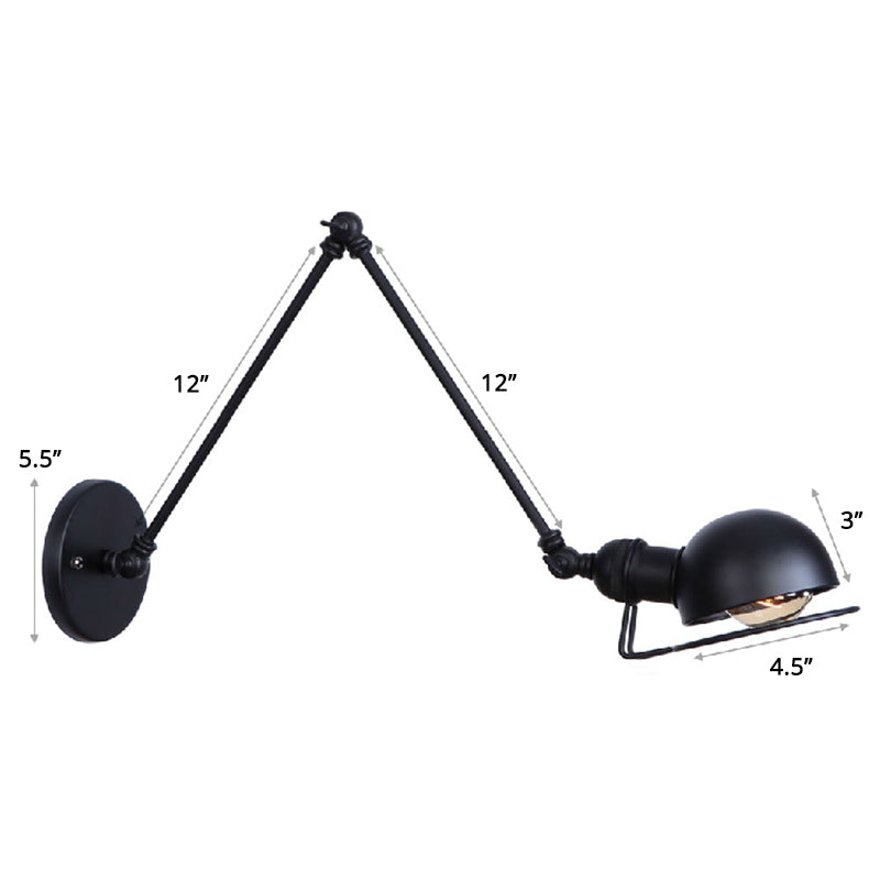 Industrial Style Metal Wall Lamp - Swing Arm Mounted Reading Light Black / 12+12