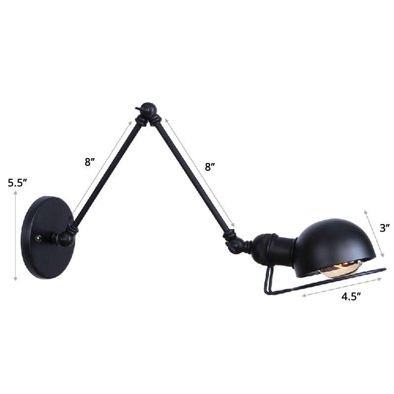 Industrial Style Metal Wall Lamp - Swing Arm Mounted Reading Light Black / 8+8