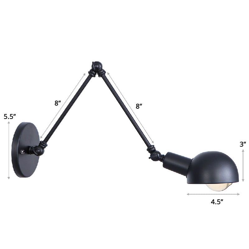 Industrial Style Metal Wall Lamp - Swing Arm Mounted Reading Light Matte Black / 8+8