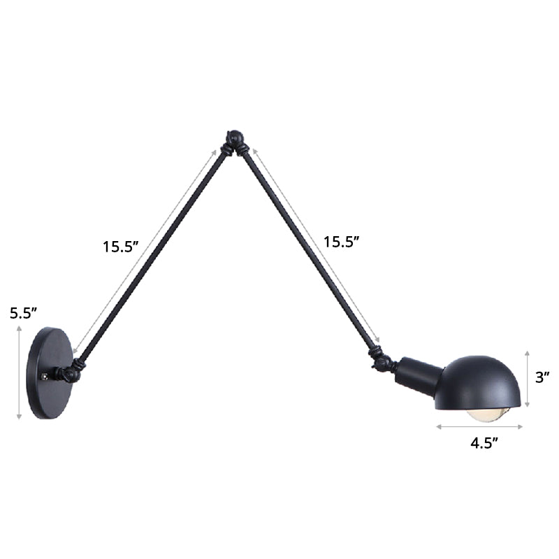 Industrial Style Metal Wall Lamp - Swing Arm Mounted Reading Light Matte Black / 16+16