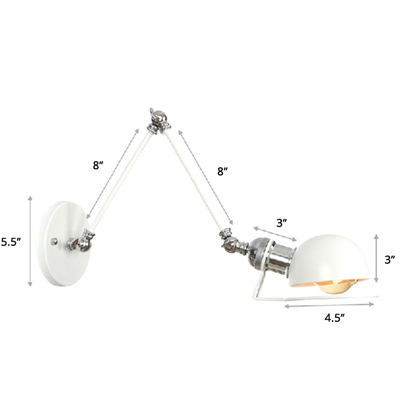 Industrial Style Metal Wall Lamp - Swing Arm Mounted Reading Light White / 8+8