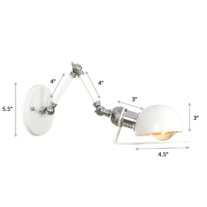 Industrial Style Metal Wall Lamp - Swing Arm Mounted Reading Light White / 4+4