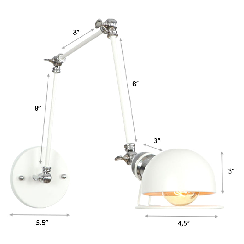 Industrial Style Metal Wall Lamp - Swing Arm Mounted Reading Light White / 8+8+8