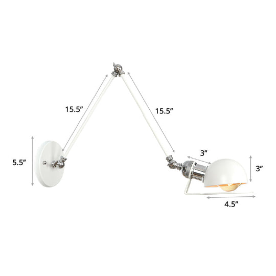 Industrial Style Metal Wall Lamp - Swing Arm Mounted Reading Light White / 16+16