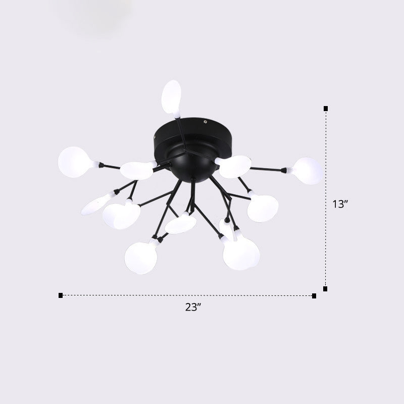 Firefly Semi Flush Ceiling Light - Minimalistic Acrylic Mount For Bedroom Black 15 /