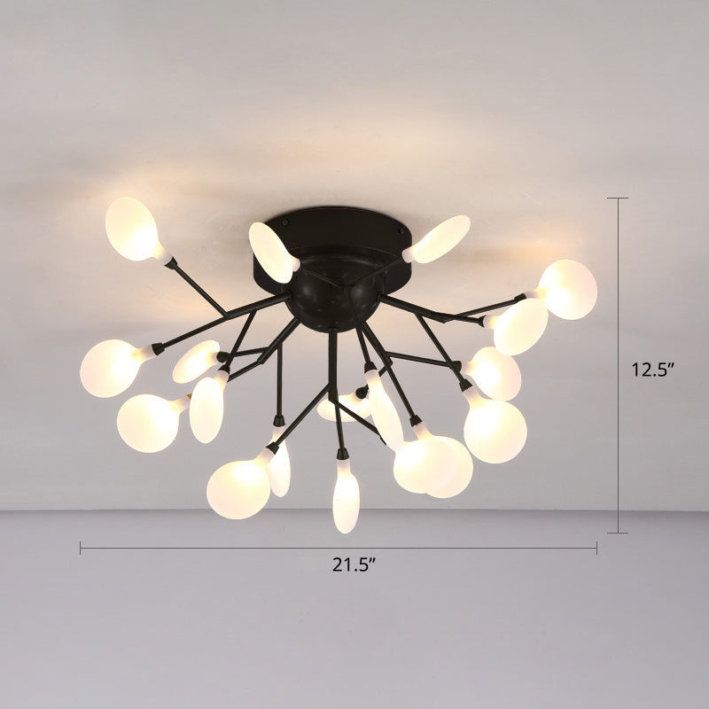 Firefly Semi Flush Ceiling Light - Minimalistic Acrylic Mount For Bedroom Black 18 /