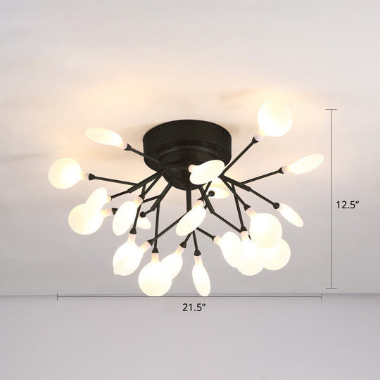 Firefly Semi Flush Ceiling Light - Minimalistic Acrylic Mount For Bedroom Black 21 /